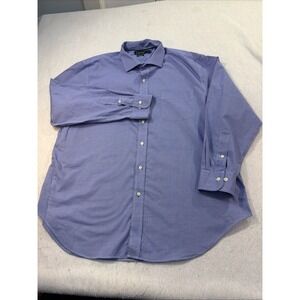 Lauren Ralph Lauren Classic Fit Non-Iron LS Shirt Blue White Check Men 18 34/35